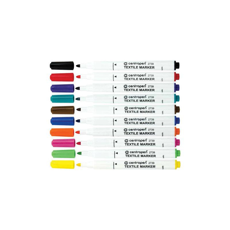 Маркеры для ткани 10 ЦВЕТОВ Centropen Textile Marker, круглый наконечник, 1,8 мм, 2739/10, 5 2739 1001