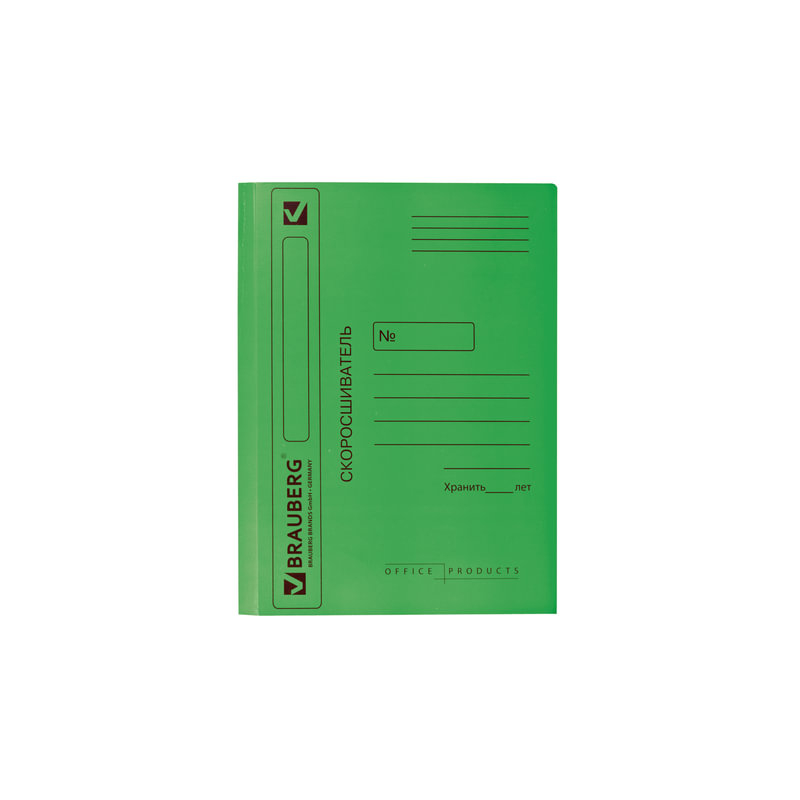 Скоросшиватель картонный мелованный BRAUBERG гарантированная плотность 360 г/м2, зеленый, до 200 листов, 121519