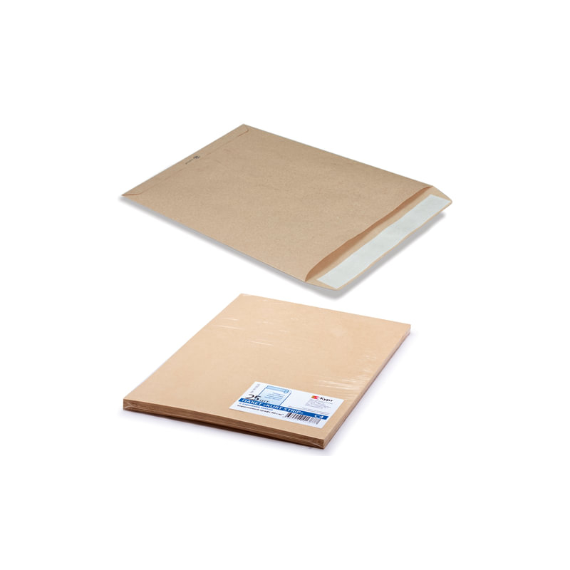 КУРТ Конверт-пакет С4 плоский, 229х324 мм, отрывная полоса, крафт-бумага, коричневый, на 90 листов, 161150.25