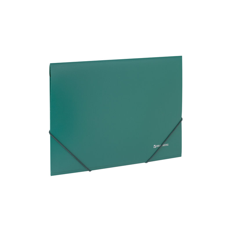 Папка на резинках BRAUBERG стандарт, зеленая, до 300 листов, 0,5 мм, 221621