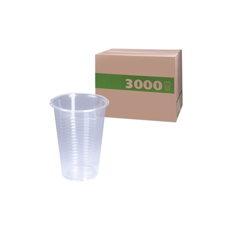   Одноразовые стаканы, комплект 3000 шт. (30 уп. по 100 шт.), пластиковые, 0,2 л, прозрачные, ПП, для холодного/горячего
