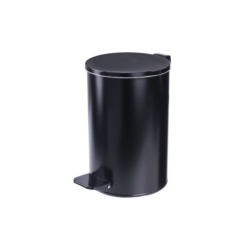   Ведро-контейнер для мусора с педалью УСИЛЕННОЕ, 10 л, кольцо под мешок, черное, оцинкованная сталь
