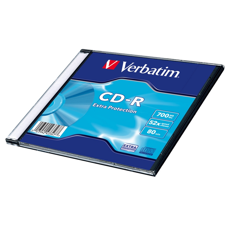Verbatim  Диск для записи CD-R 700Mb 52x Ex.Pr Slim (43415)