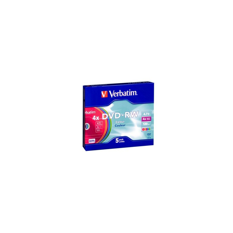 Verbatim  Диск DVD-RW 4.7 Gb, 4x, Slim Case Color (43563)
