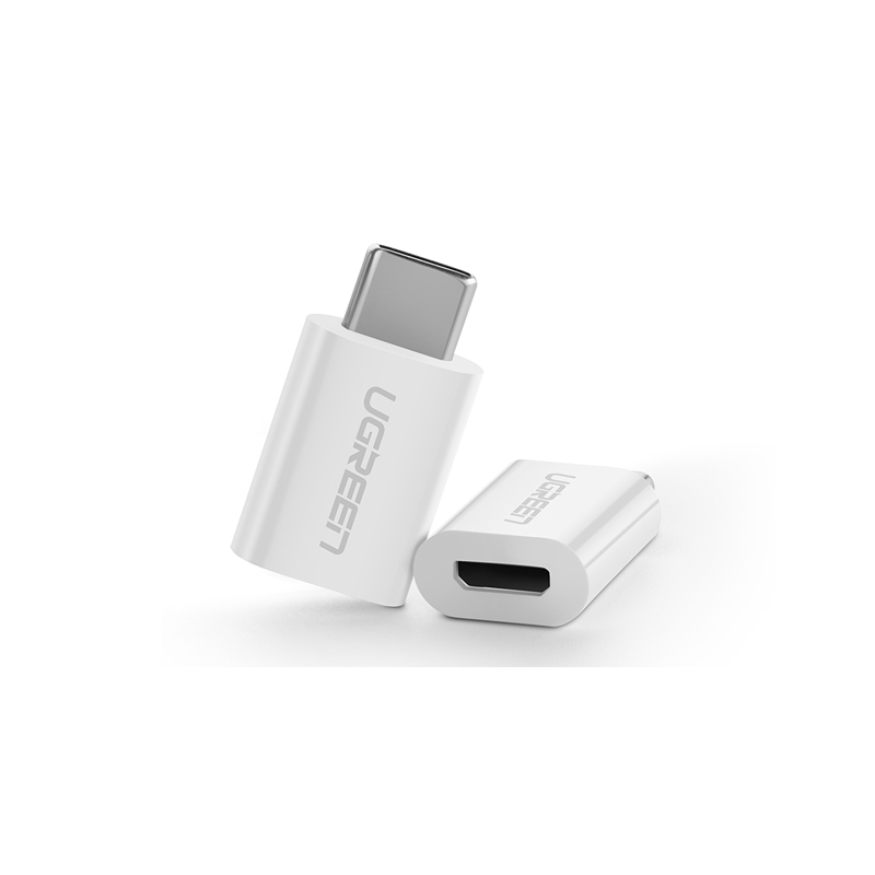 Переходник Ugreen USB type C / micro USB, AM / AF, алюминиевый корпус, белый (UG-30154)
