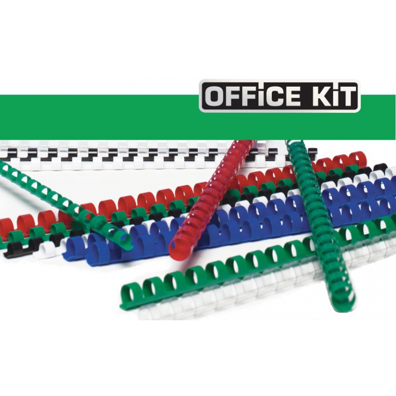 Office Kit Пружины для переплета пластиковые 10 мм / 70 листов  A4 / 100 шт в упаковке / черный.