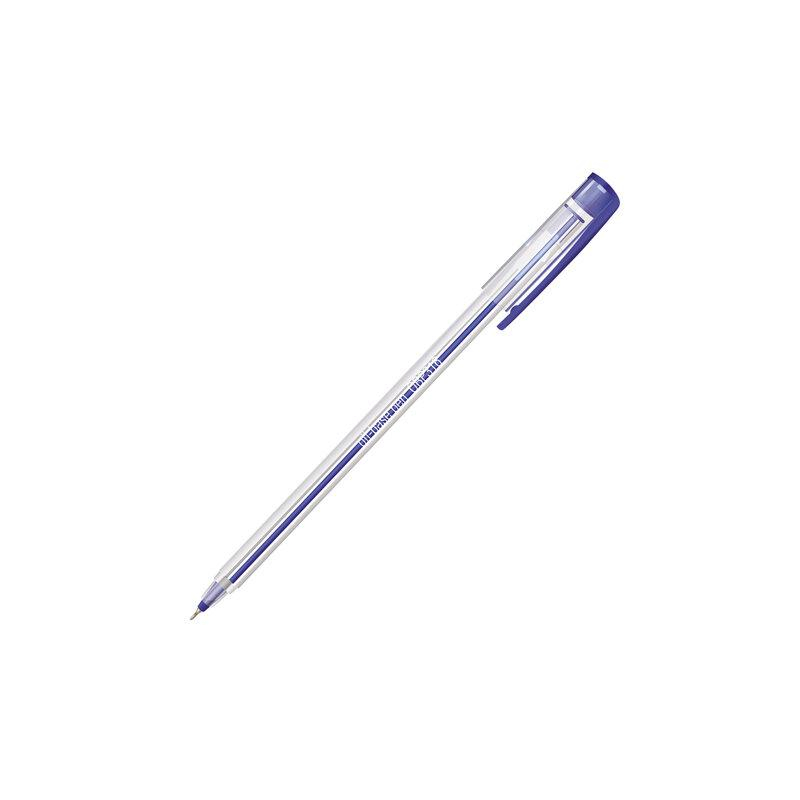Ручка шариковая масляная STAFF Basic, СИНЯЯ, корпус матовый, игольчатый узел 0,6 мм, линия письма 0,3 мм, 143021