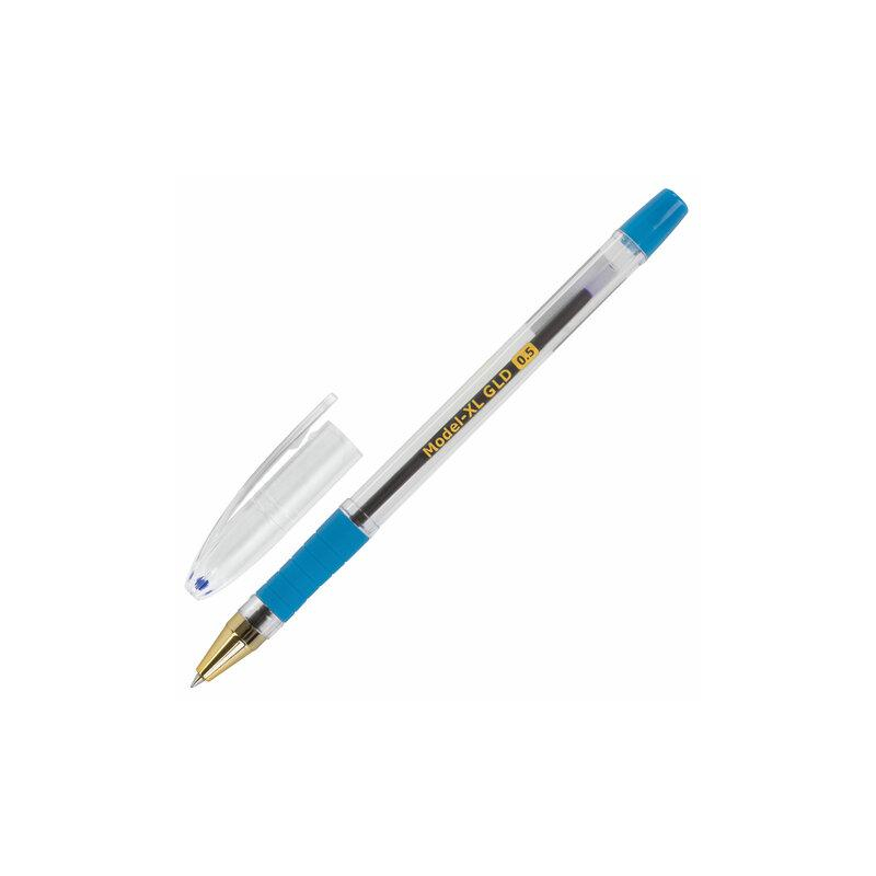 Ручка шариковая масляная с грипом BRAUBERG Model-XL GLD, СИНЯЯ, узел 0,5 мм, линия письма 0,25 мм, 143245
