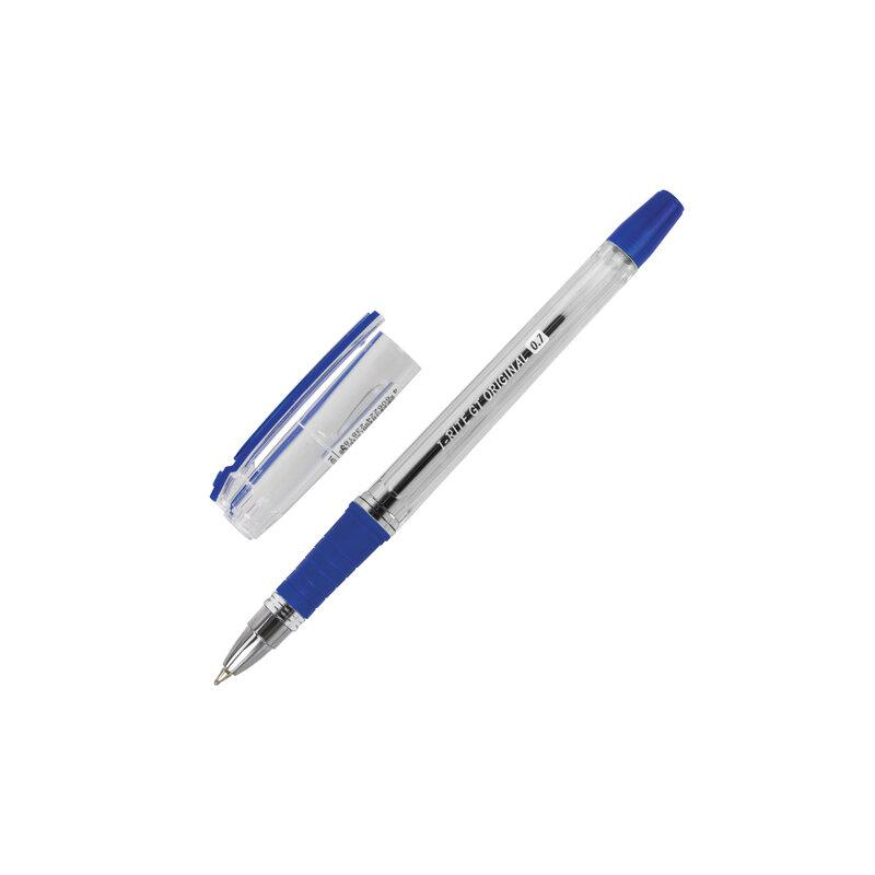 Ручка шариковая масляная с грипом BRAUBERG i-Rite GT, СИНЯЯ, корпус прозрачный, узел 0,7 мм, 143300