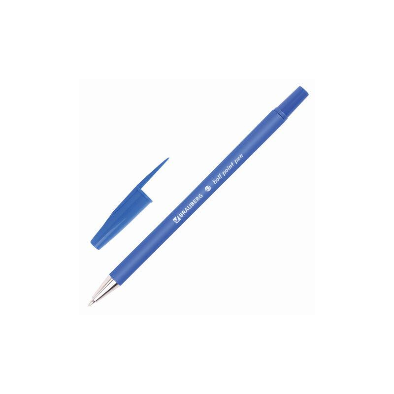Ручка шариковая BRAUBERG Capital-X, СИНЯЯ, корпус soft-touch синий, узел 0,7 мм, линия письма 0,35 мм, 143341, BP253