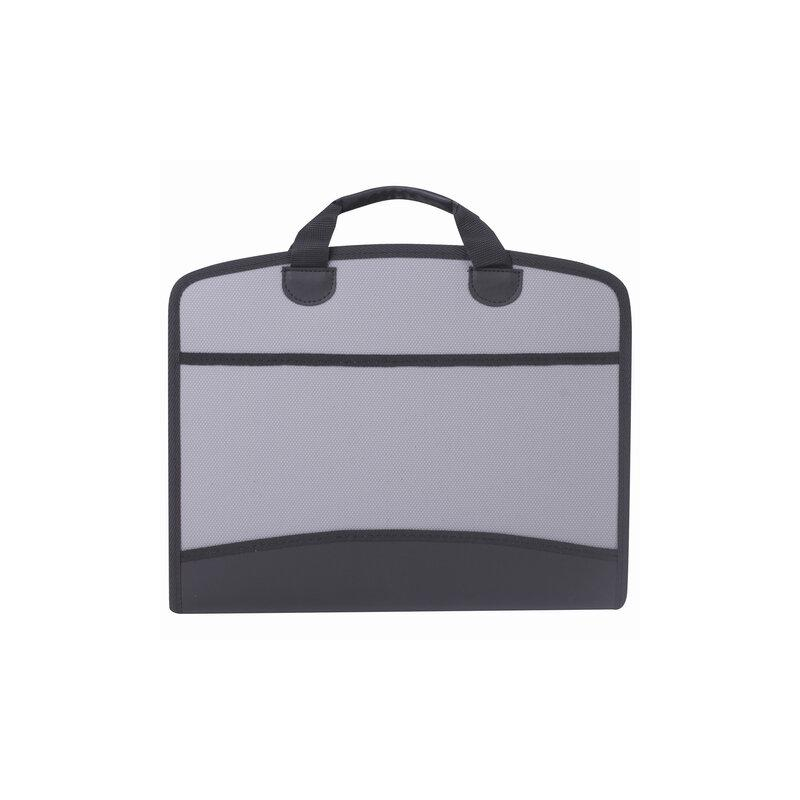 Папка-портфель пластиковая BRAUBERG А4 (375х305х60 мм), 4 отделения, 2 кармана, серая, 228685