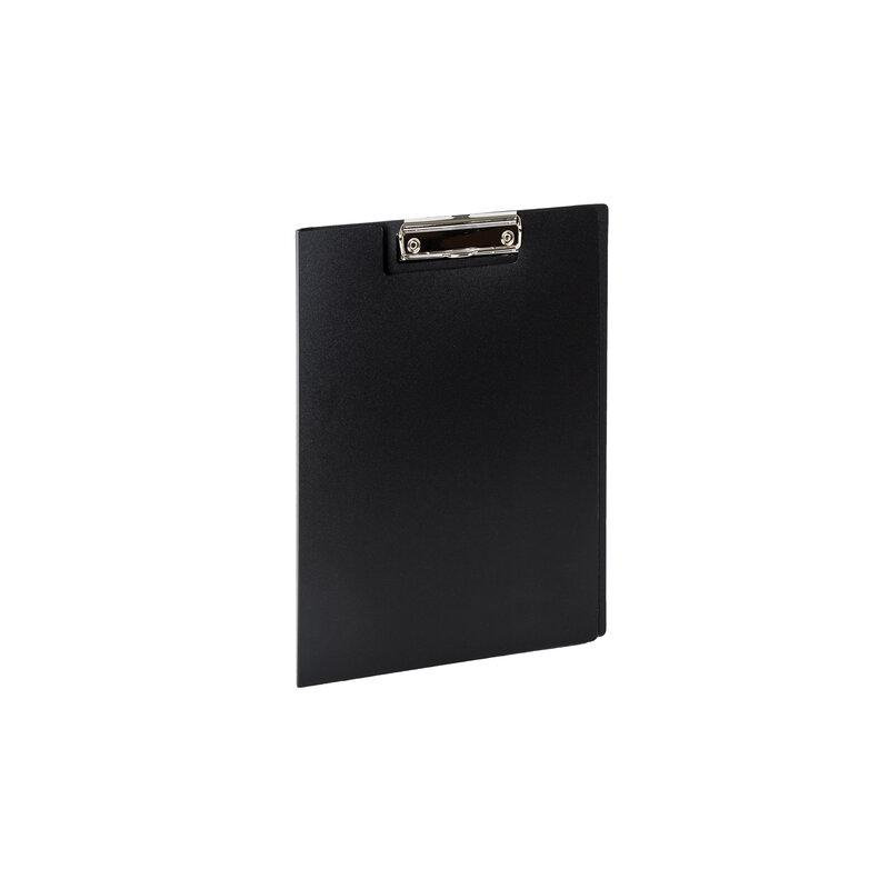 Папка-планшет STAFF А4 (310х230 мм), с прижимом и крышкой, пластик, черная, 0,5 мм, 229221