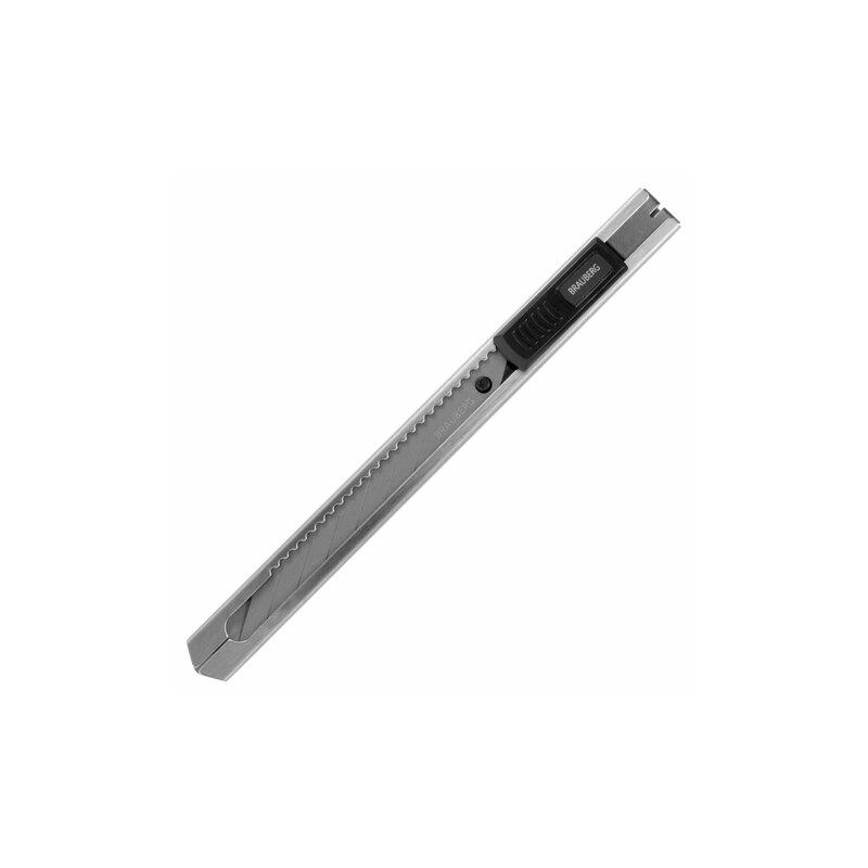 Нож канцелярский 9 мм BRAUBERG Extra 30, металлический, лезвие 30, автофиксатор, подвес, 237084