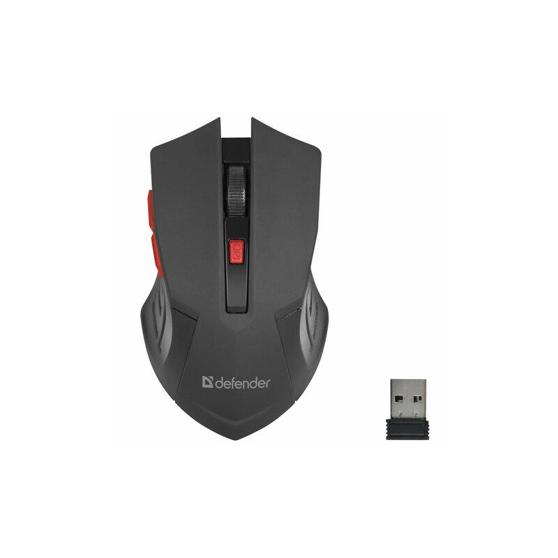 Мышь беспроводная Defender Accura MM-275, USB, 5 кнопок  1 колесо-кнопка, оптическая, красная, 52276