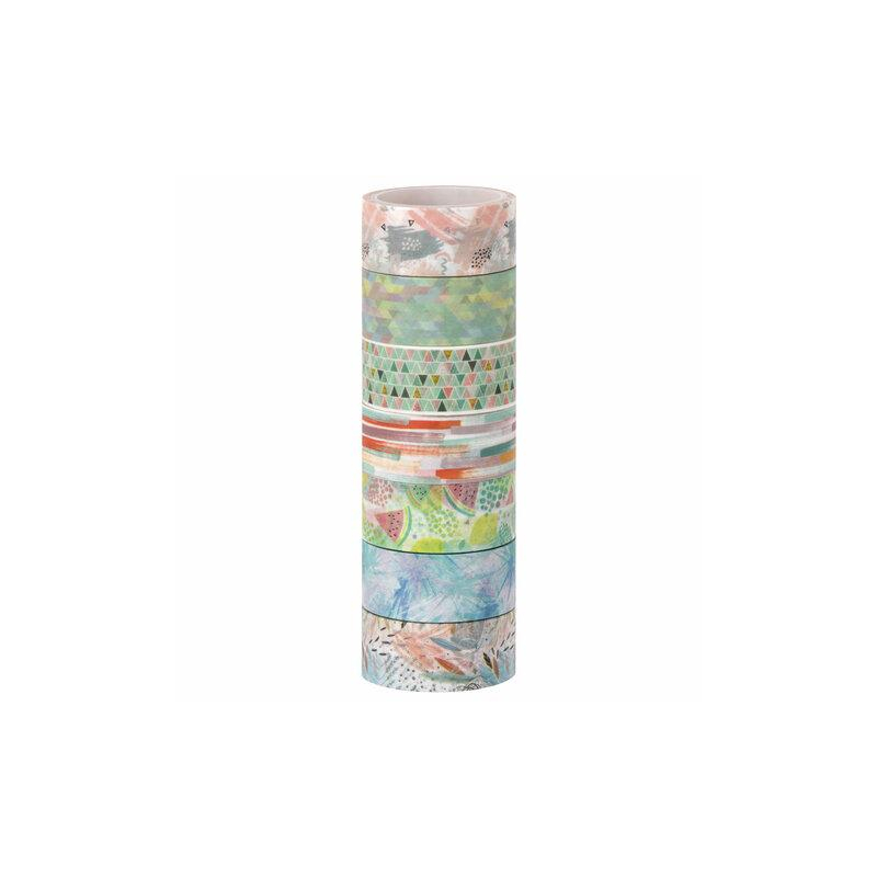 Клейкие WASHI-ленты для декора Микс 1, 15 мм х 3 м, 7 цветов, рисовая бумага, ОСТРОВ СОКРОВИЩ 661709
