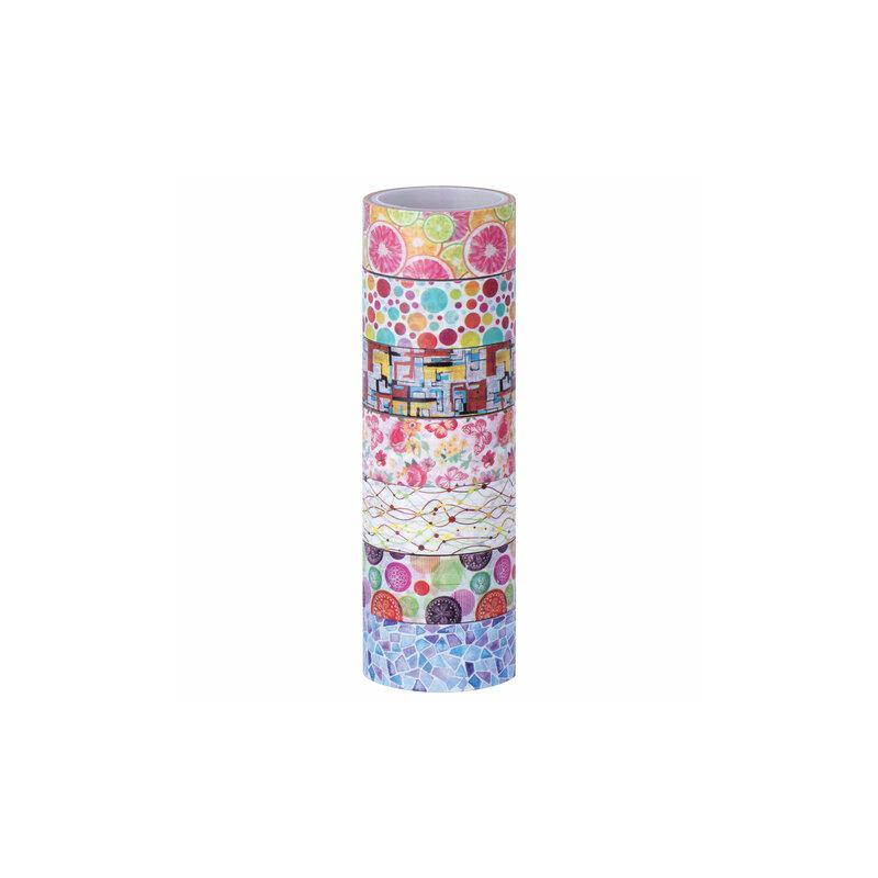 Клейкие WASHI-ленты для декора Микс 2, 15 мм х 3 м, 7 цветов, рисовая бумага, ОСТРОВ СОКРОВИЩ 661710