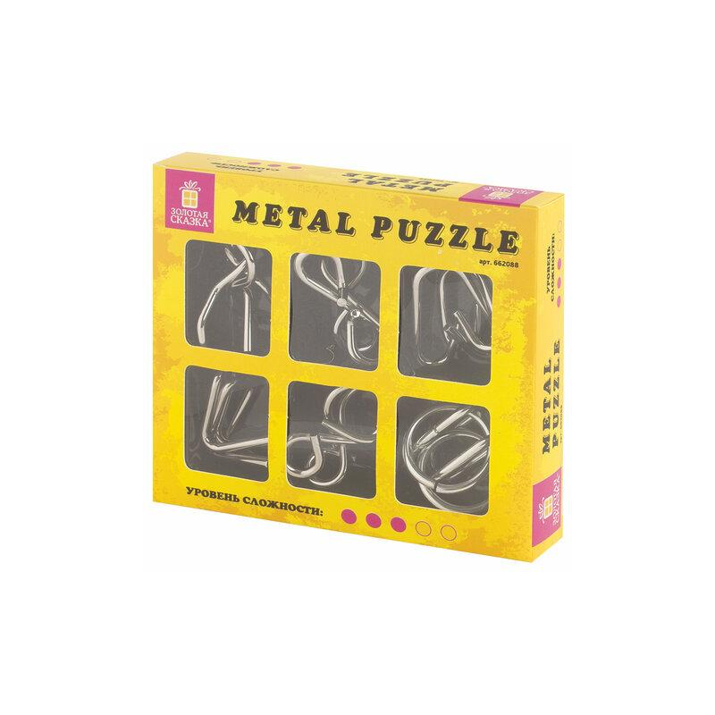 Головоломки металлические ЗОЛОТАЯ СКАЗКА (уровень сложности ЛЮБИТЕЛЬ), набор 6 штук, 662088