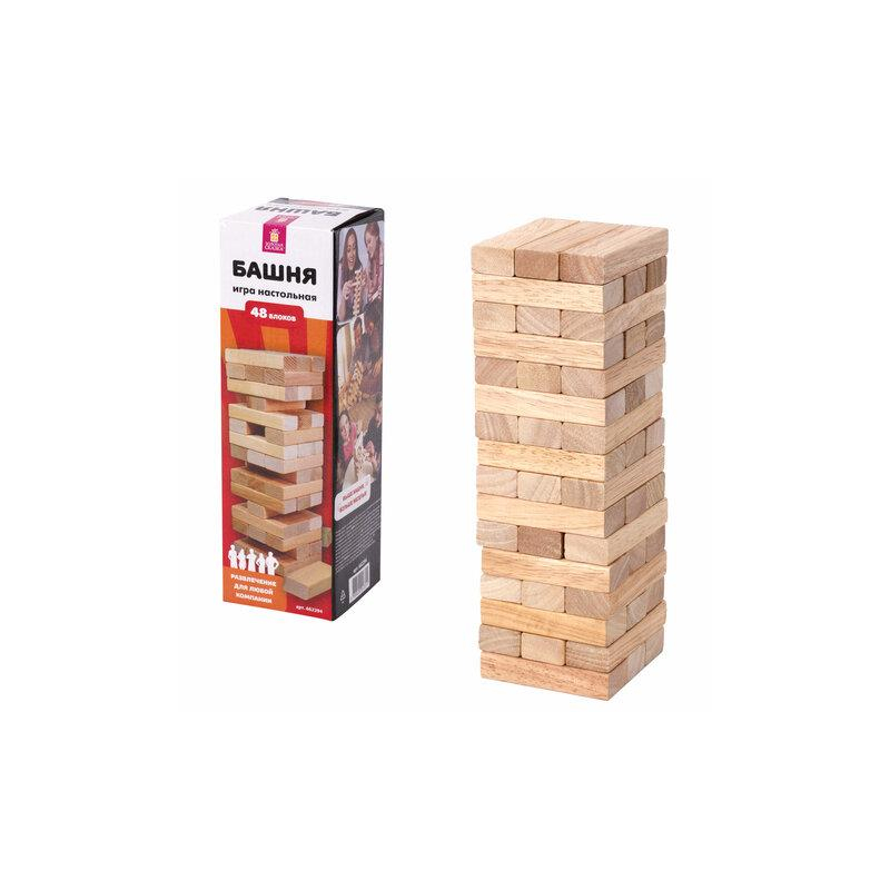 Игра настольная БАШНЯ, 48 деревянных блоков, ЗОЛОТАЯ СКАЗКА 662294