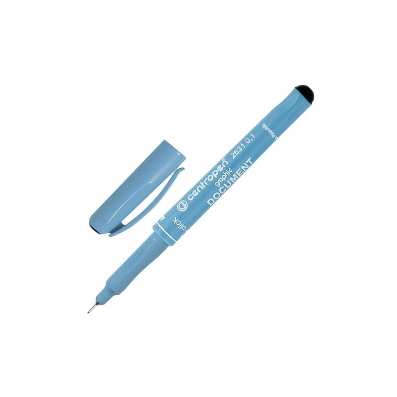 Ручка капиллярная (линер) Centropen Document, ЧЕРНАЯ, трехгранная, линия письма 0,1 мм, 2631/0,1, 2 2631 0101