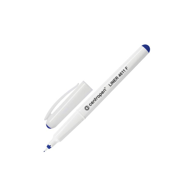 Ручка капиллярная (линер) Centropen СИНЯЯ, трехгранная, корпус белый, линия письма 0,3 мм, 4611/1С, 2 4611 0106