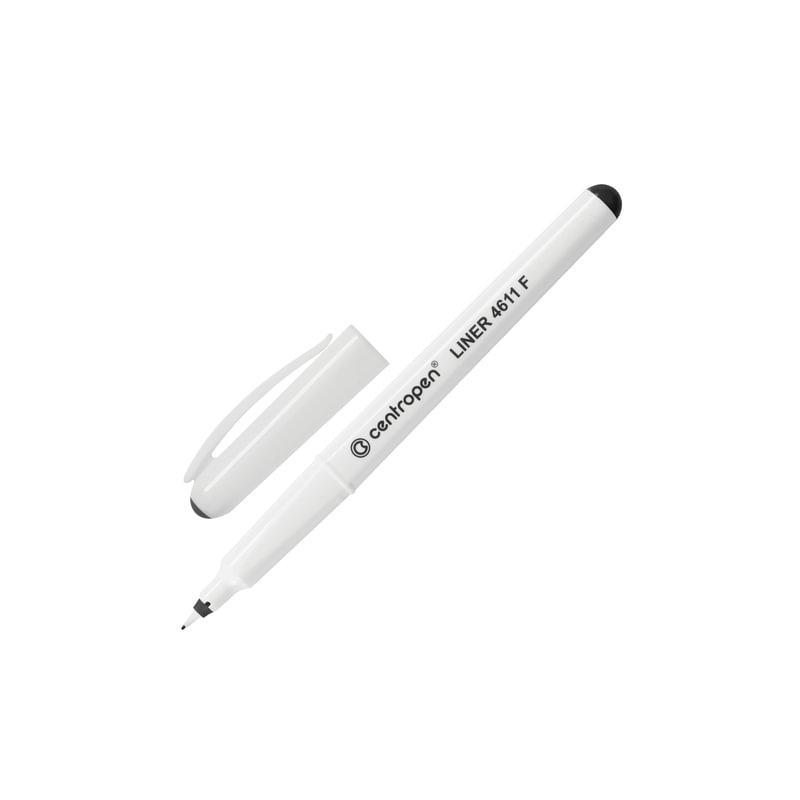 Ручка капиллярная (линер) Centropen ЧЕРНАЯ, трехгранная, корпус белый, линия письма 0,3 мм, 4611/1Ч, 2 4611 0112