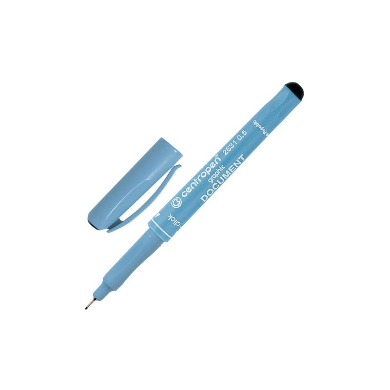 Ручка капиллярная (линер) Centropen Document, ЧЕРНАЯ, трехгранная, линия письма 0,5 мм, 2631/0,5, 2 2631 0103