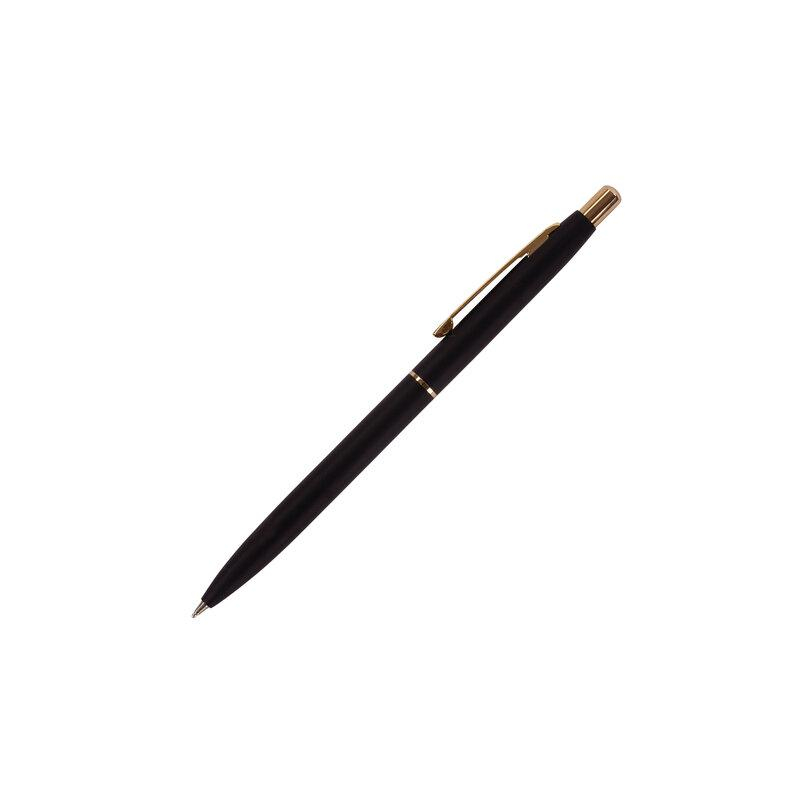 Ручка бизнес-класса шариковая BRAUBERG Brioso, СИНЯЯ, корпус черный с золотистым, лин, 143466