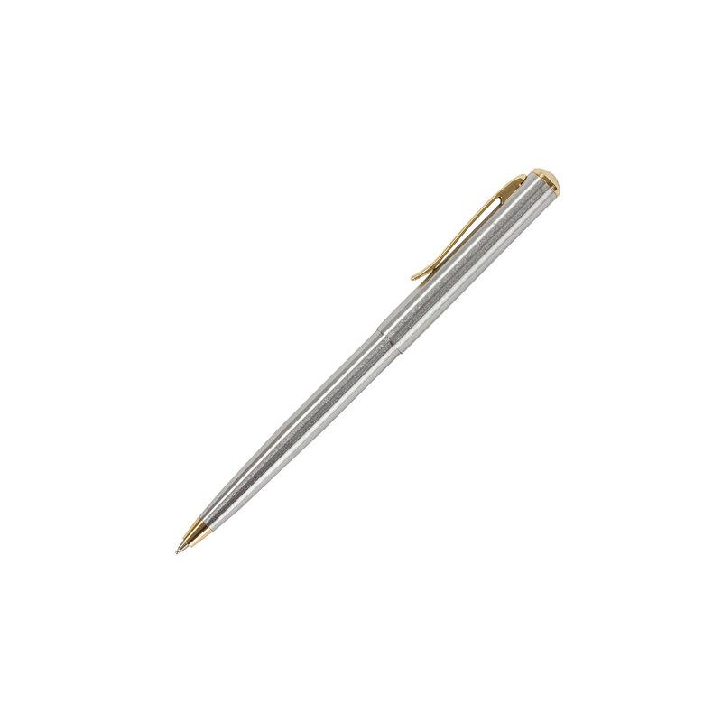 Ручка бизнес-класса шариковая BRAUBERG Maestro, СИНЯЯ, корпус серебристый с золот,лин, 143468