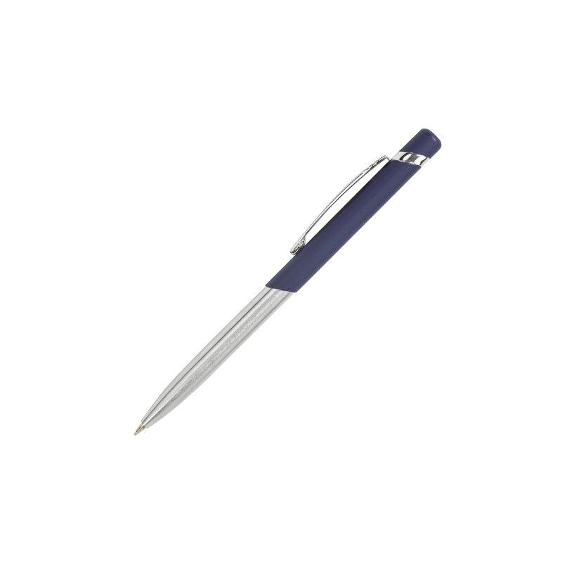 Ручка бизнес-класса шариковая BRAUBERG Ottava, СИНЯЯ, корпус серебристый с синим,лини, 143487
