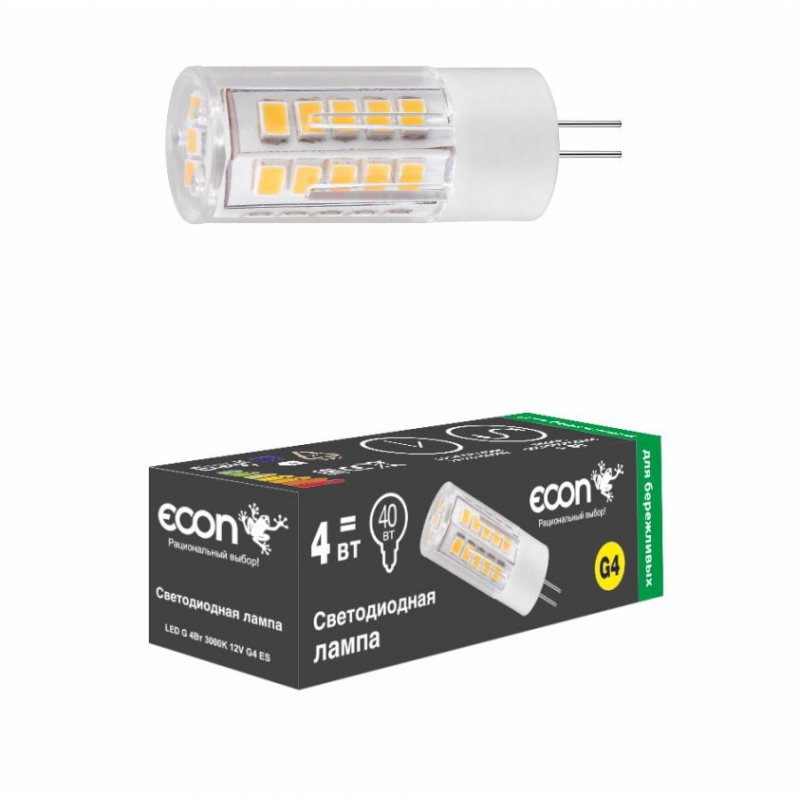 Лампа Econ  LED G 4Вт 3000K 12V G4 ES (764041)