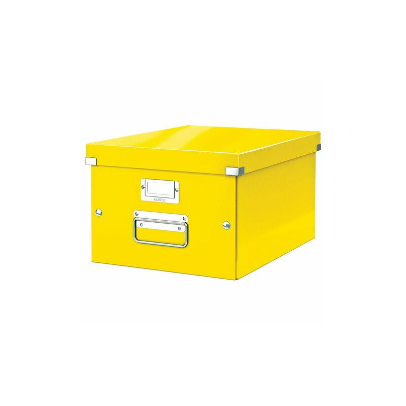 Короб архивный LEITZ Click & Store M, 200х280х370 мм, ламинированный картон, разборный, желтый, 60440016