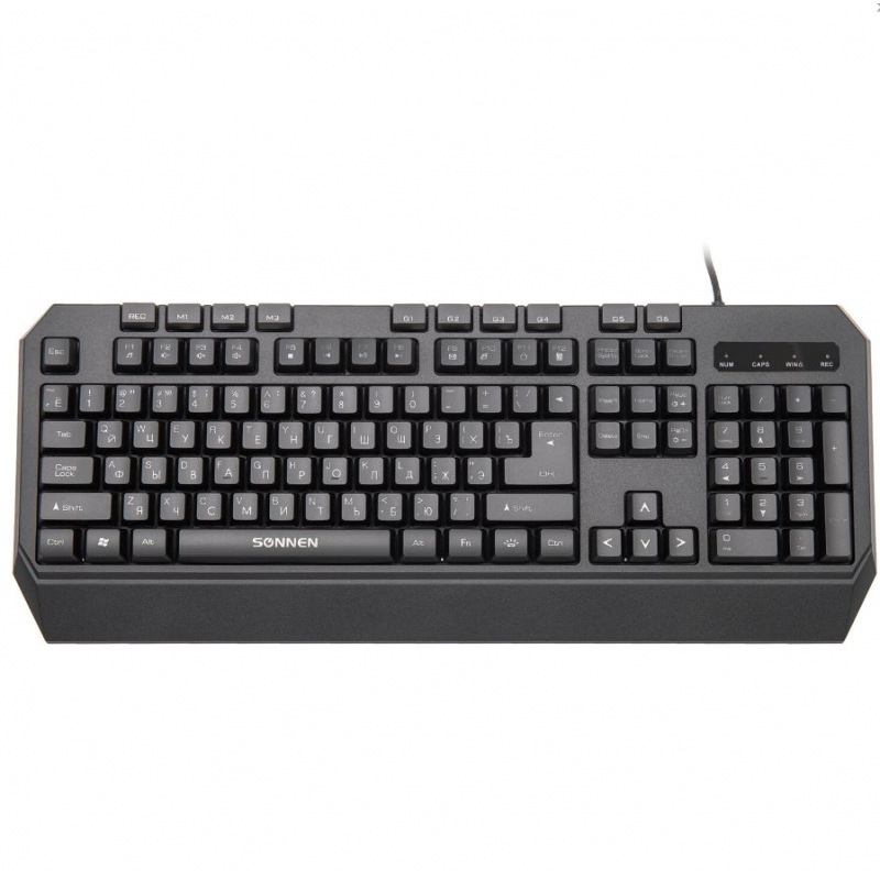 Клавиатура проводная игровая SONNEN KB-7700,USB,117клавиш,10 програм-х, подсветка, черная,513512