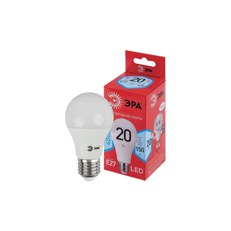 Лампа светодиодная ЭРА 20(150)Вт, цоколь Е27, груша, нейтральный белый, 25000ч,LED A65-20W-4000-E27, Б0049637