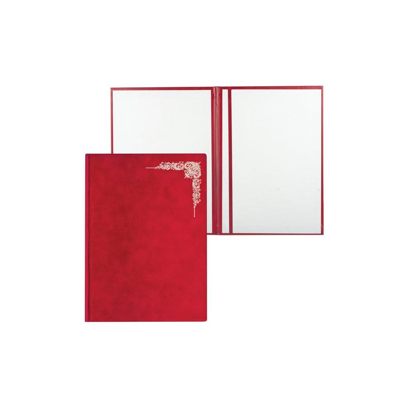 STAFF Папка адресная бархат с виньеткой, формат А4, красная, индивидуальная упаковка, АП4-фк-047, 124294
