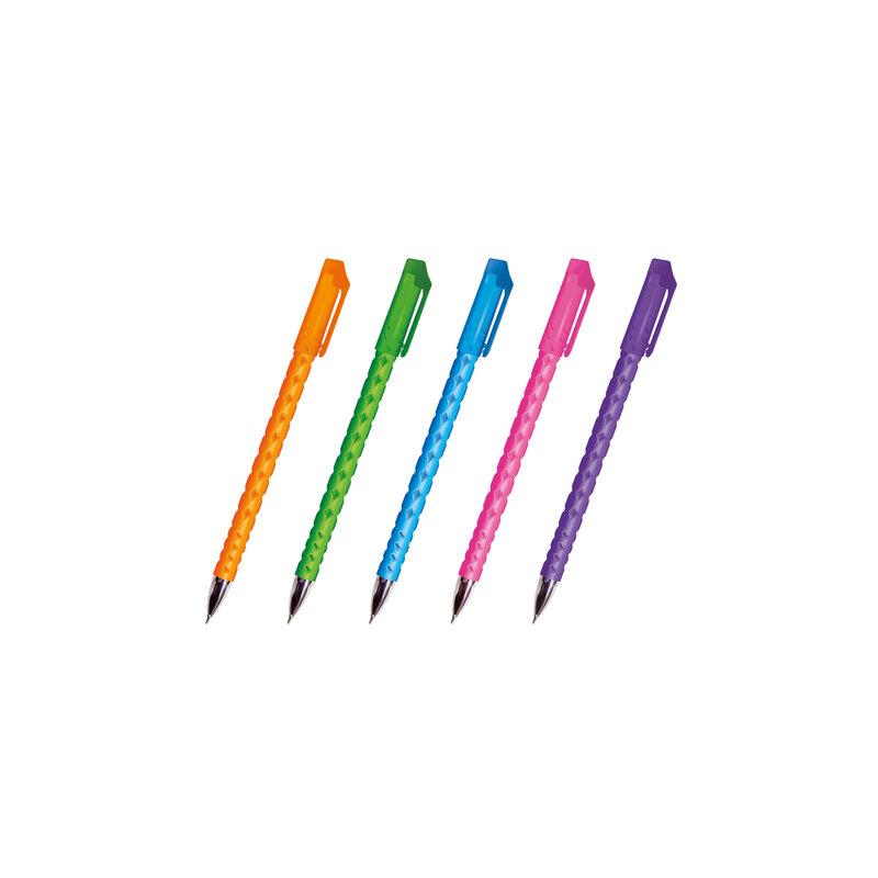 Ручка шариковая масляная BRAUBERG Orient Color, СИНЯЯ, корпус ассорти, В ДИСПЛЕЕ, игольчатый узел 0,7 мм, линия письма 0,35 мм, 143001
