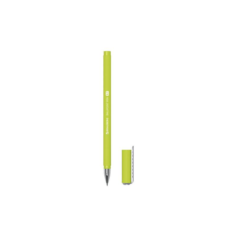 Ручка шариковая BRAUBERG SOFT TOUCH STICK NEON, СИНЯЯ, мягкое покрытие, корпус ассорти, узел 0,7 мм, линия письма 0,35 мм, 143697
