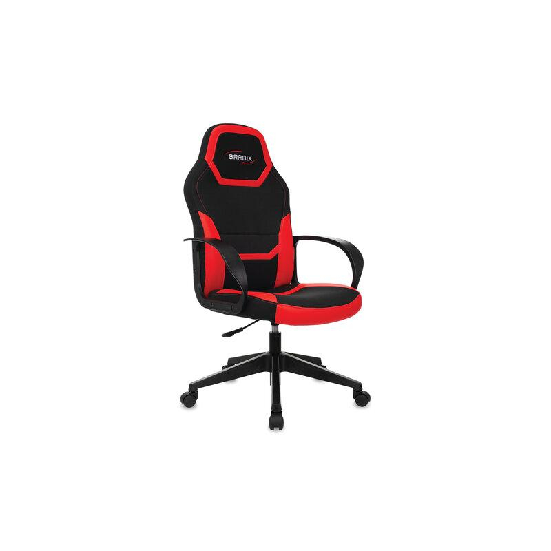 Кресло компьютерное BRABIX Alpha GM-018, ткань/экокожа, черное/красное, 532637, GM-018_532637