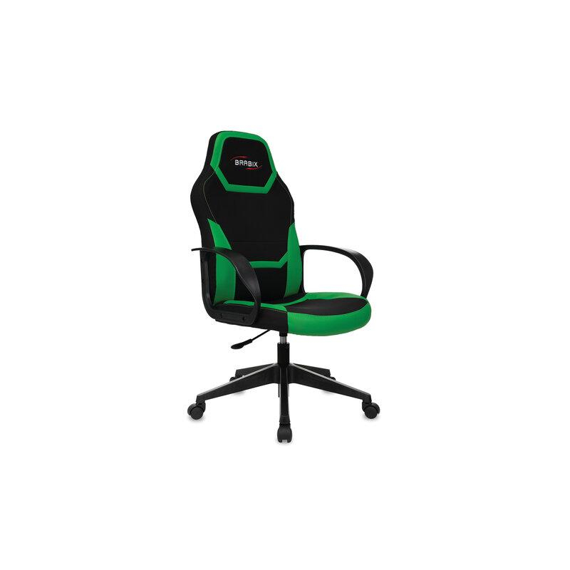 Кресло компьютерное BRABIX Alpha GM-018, ткань/экокожа, черное/зеленое, 532639, GM-018_532639