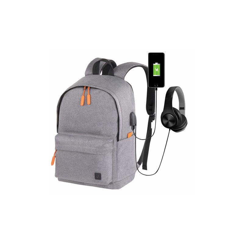 Рюкзак BRAUBERG URBAN универсальный с отделением для ноутбука, USB-порт, Energy, серый, 44х31х14см, 270806
