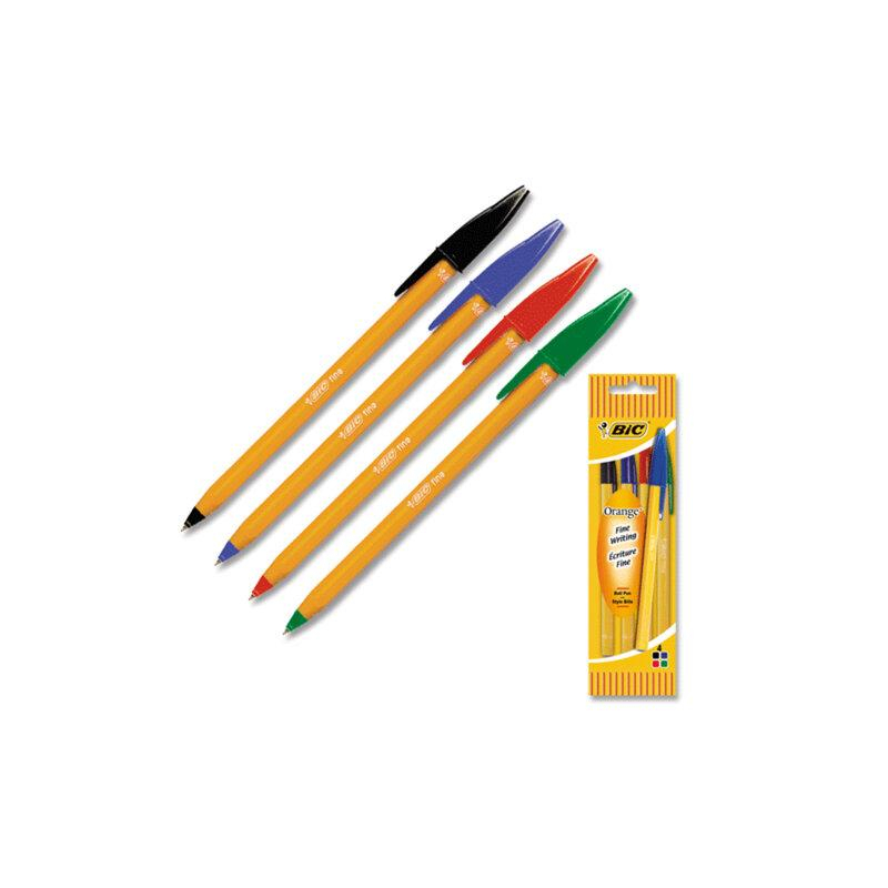 Ручки шариковые BIC набор 4 шт., Orange, пластиковая упаковка с европодвесом, ассорти, 8308541