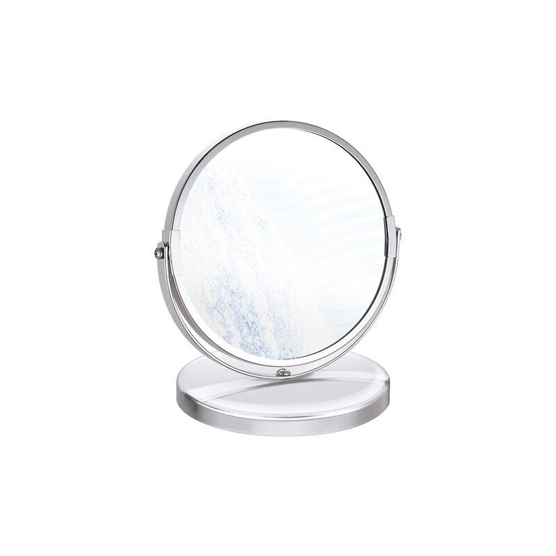 Зеркало настольное BRABIX круглое, диаметр 17см, двустороннее, с увеличением, синяя металлическая рамка, 607422