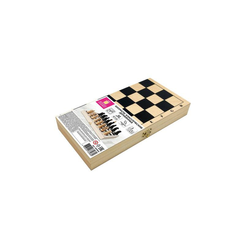 Шахматы классические обиходные, деревянные, лакированные, доска 29*29см, ЗОЛОТАЯ СКАЗКА 664669