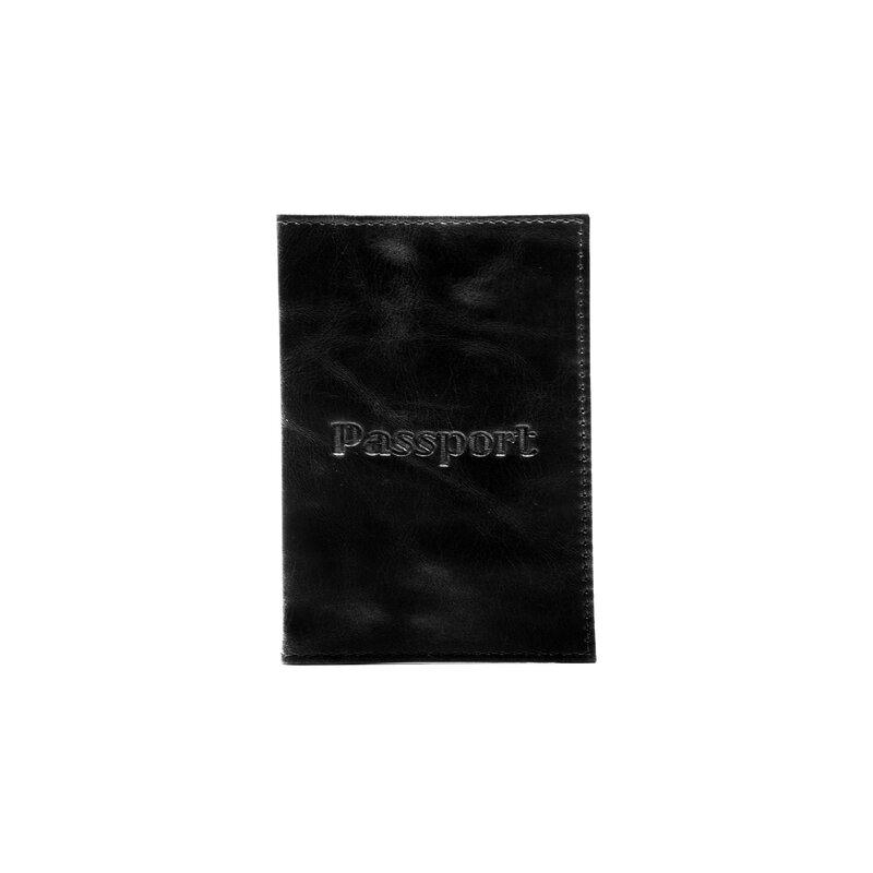 Обложка для паспорта натуральная кожа пулап, Passport, кожаные карманы, черная, BRAUBERG 238198