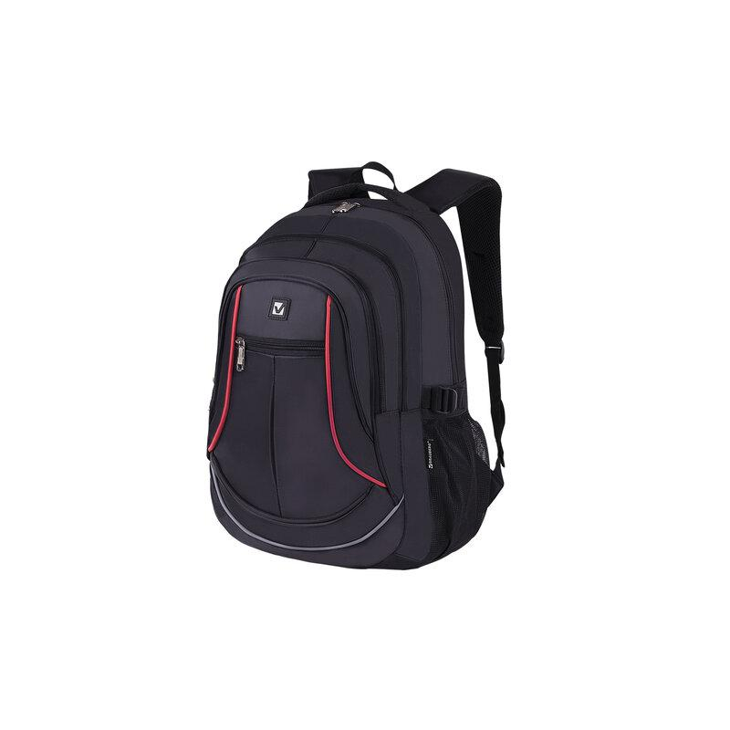 Рюкзак BRAUBERG универсальный, 3 отделения, черный, красные детали, 46х31х18см, ххххх, 271651