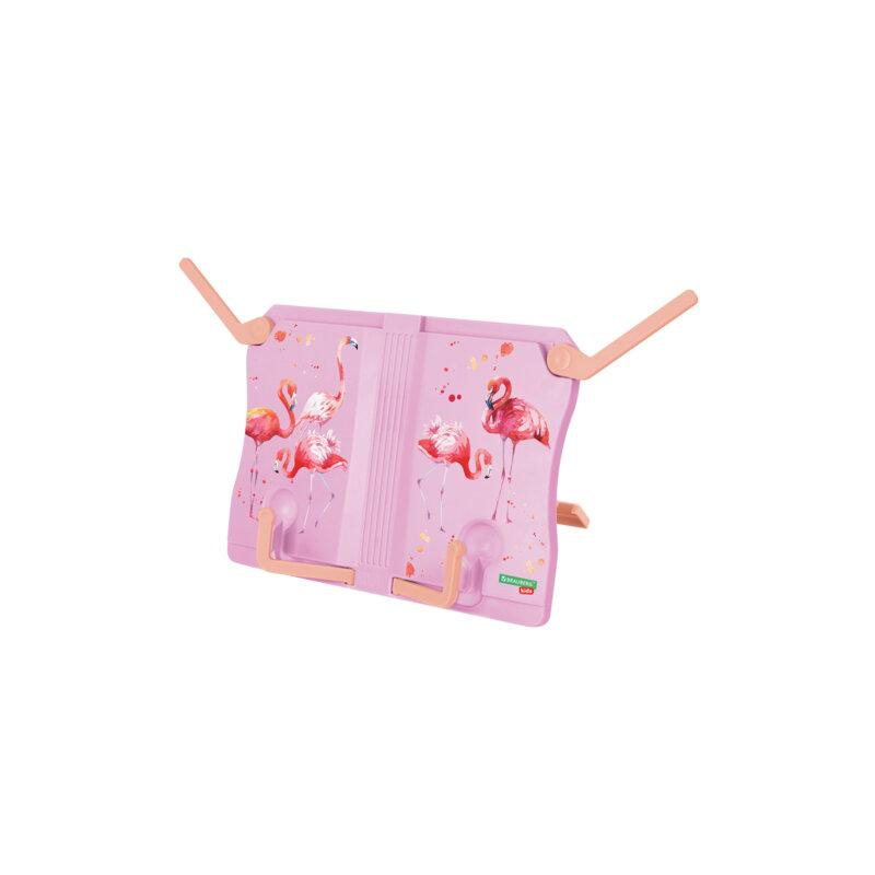 Подставка для книг и учебников BRAUBERG KIDS Flamingo,регулируемый угол наклона, прочный ABS-пластик, 238061