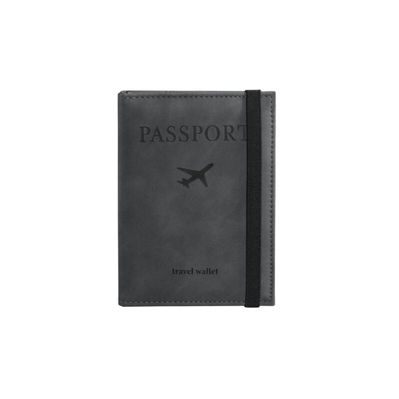 Обложка для паспорта с карманами и резинкой, мягкая экокожа, PASSPORT, серая, BRAUBERG 238203