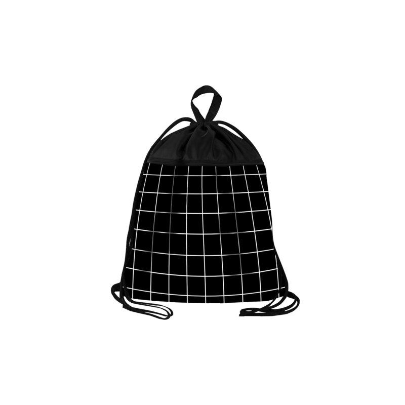 Мешок для обуви BRAUBERG БОЛЬШОЙ, с ручкой, карман на молнии, сетка, 49х41 см, Checkered, 272404
