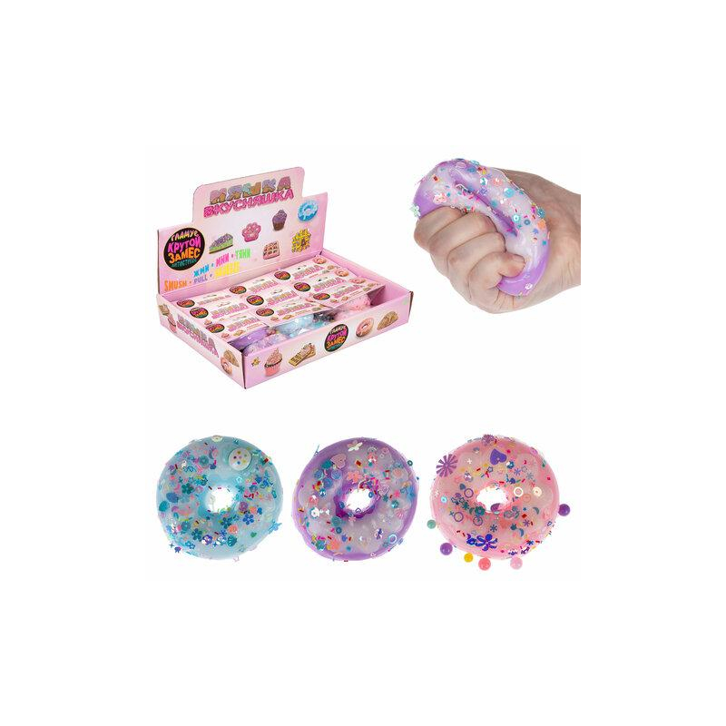 1TOY Игрушка - антистресс Крутой замес НЯШКА - ВКУСНЯШКА ПОНЧИК С ПОСЫПКОЙ, 8,5*7,5см, 1, Т25363