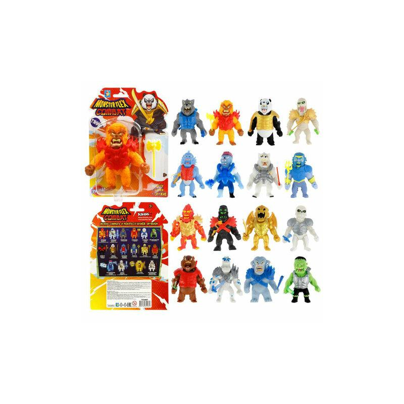 Фигурка-тянучка антистресс MONSTER FLEX COMBAT броняоружие, 15см, АССОРТИ, 16 видов, 1TOY Т23407