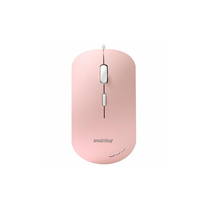 Мышь проводная бесшумная SMARTBUY SBM-288-P, USB, 3 кнопки1 колесо, оптическая, розовая 06833
